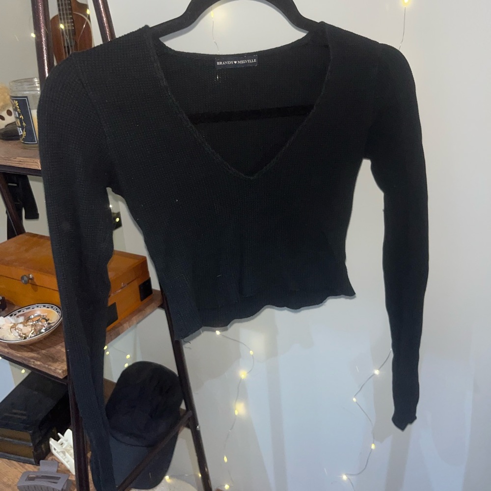 BRANDY MELVILLE Black Cropped Long Sleeve S